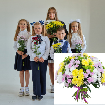 Букет от класса Хризантема кустовая МИКС ПОШТУЧНО N 19