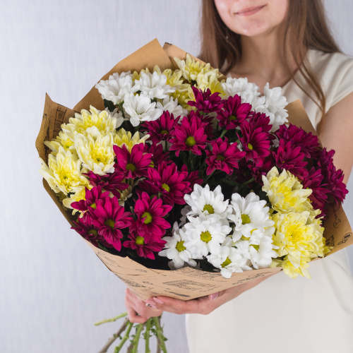 Букет из разноцветных хризантем арт. 35809